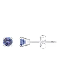 14K Yellow Gold 3mm Round Tanzanite Stud Earrings
