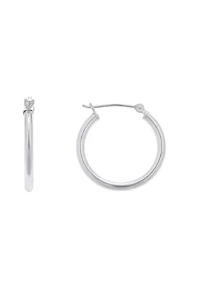14K White Gold 20mm Click Hoop Earrings