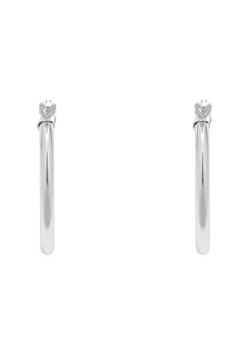 14K White Gold 20mm Click Hoop Earrings