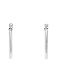 14K White Gold 20mm Click Hoop Earrings