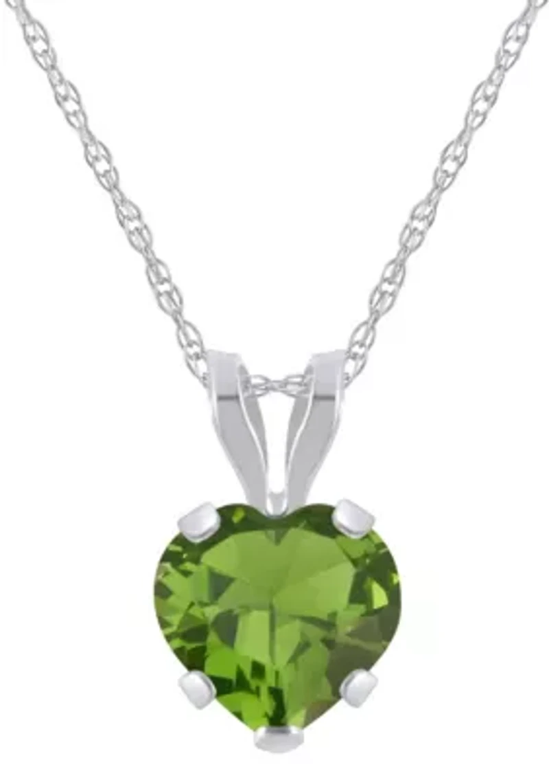 10K Yellow Gold 6mm Heart Shape Peridot Pendant Necklace