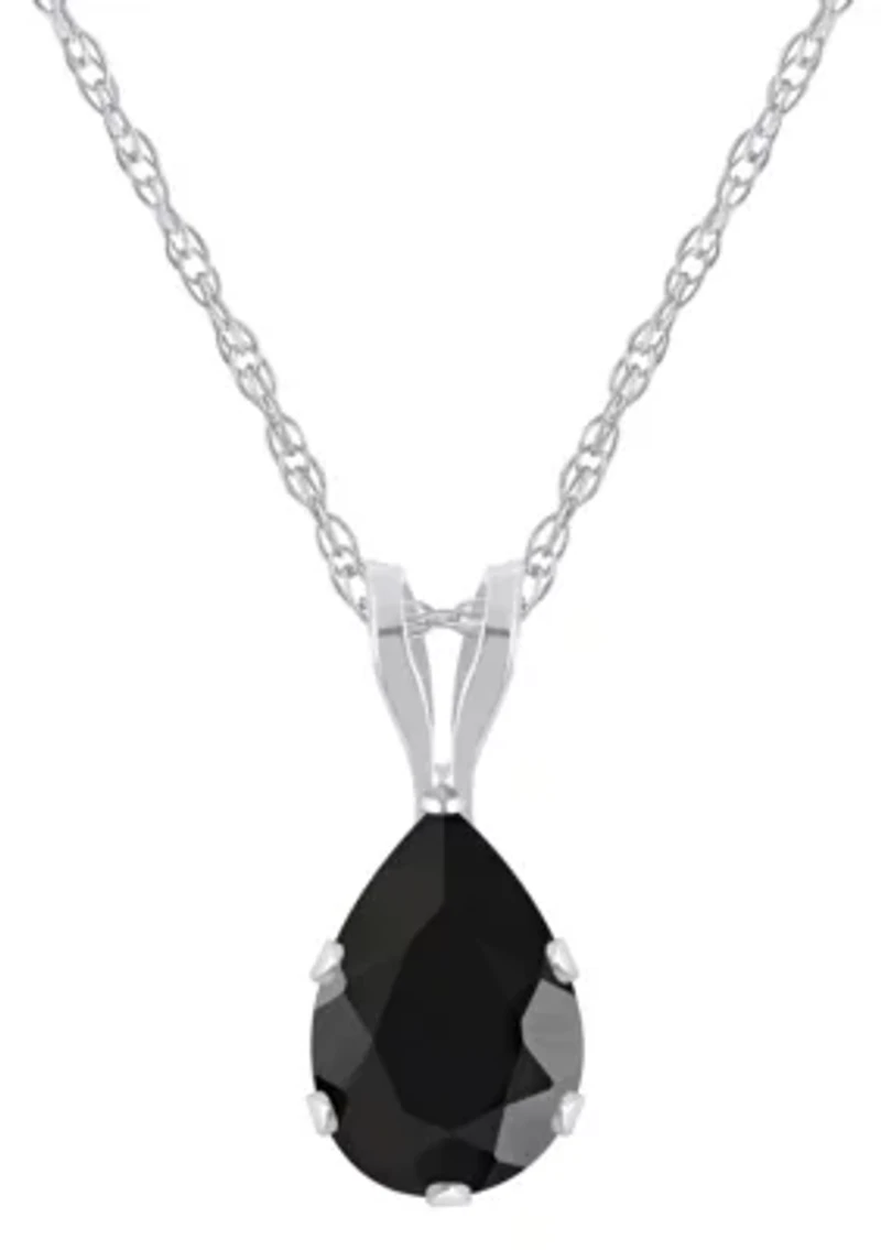 10K Yellow Gold 7x5mm Pear Shape Black Onyx Pendant Necklace