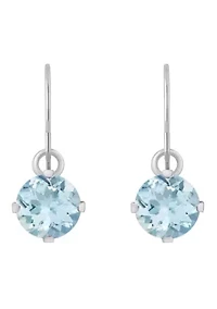 10K Yellow Gold 5mm Round Aquamarine Drop Earrings