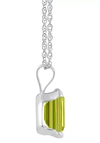 10K White Gold 7x5mm Emerald Cut Peridot Pendant Necklace