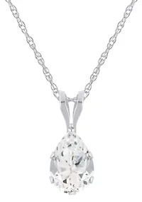 10K White Gold 7x5mm Pear Shape Topaz Pendant Necklace