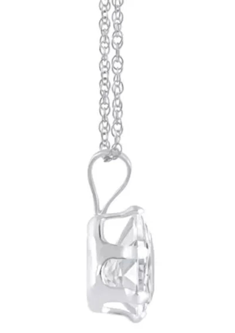 10K White Gold 7x5mm Pear Shape Topaz Pendant Necklace