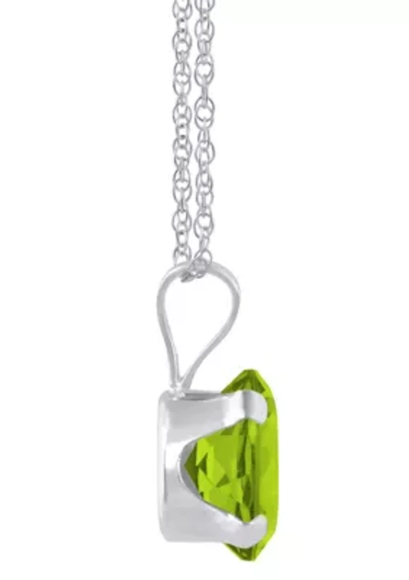 10K White Gold 7x5mm Oval Peridot Pendant Necklace