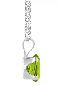 10K White Gold 7x5mm Oval Peridot Pendant Necklace