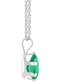 Lab Created 10K Yellow Gold 7x5mm Pear Shape Emerald Pendant Necklace