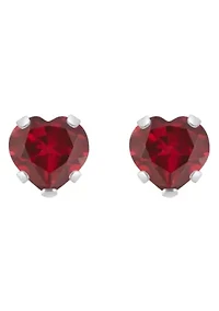 Lab Created 10K Yellow Gold 5mm Heart Shape Ruby Stud Earrings