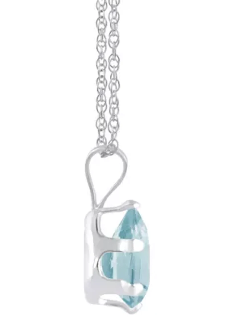 10K Yellow Gold 7x5mm Pear Shape Aquamarine Pendant Necklace