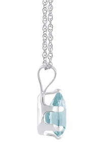 10K Yellow Gold 7x5mm Pear Shape Aquamarine Pendant Necklace