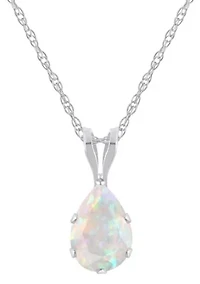 Lab Created 10K Yellow Gold 7x5mm Pear Shape Opal Pendant Necklace