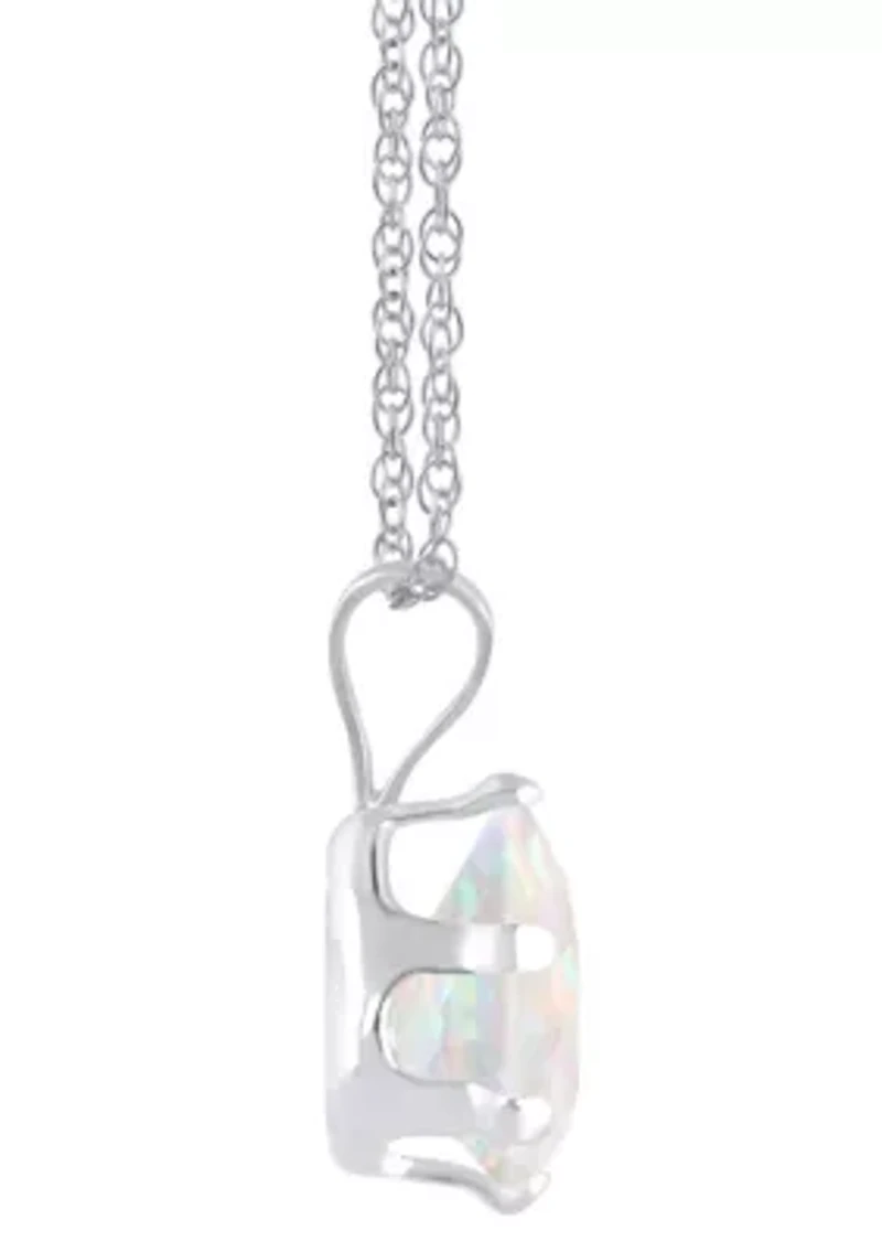 Lab Created 10K Yellow Gold 7x5mm Pear Shape Opal Pendant Necklace