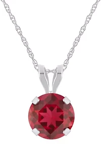 Lab Created 10K Yellow Gold 6mm Round Ruby Pendant Necklace