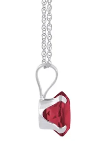 Lab Created 10K Yellow Gold 6mm Round Ruby Pendant Necklace