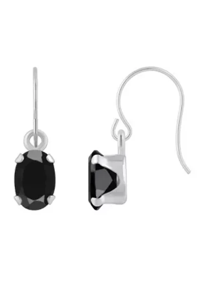 10K Yellow Gold 6x4mm Oval Black Onyx Drop Earrings