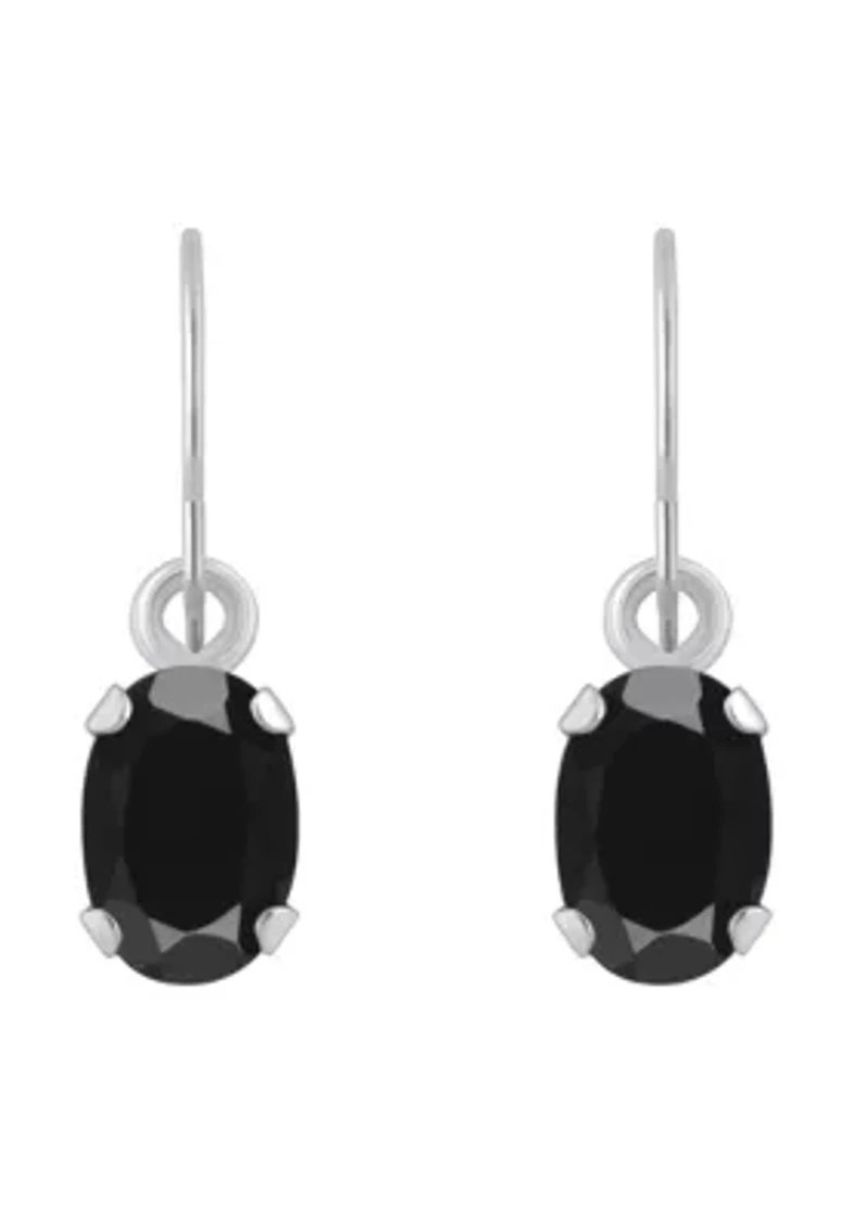 10K Yellow Gold 6x4mm Oval Black Onyx Drop Earrings