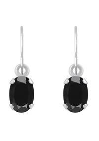 10K Yellow Gold 6x4mm Oval Black Onyx Drop Earrings