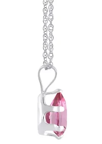 10K Yellow Gold 7x5mm Pear Shape Pink Topaz Pendant Necklace