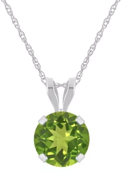 10K Yellow Gold 6mm Round Peridot Pendant Necklace