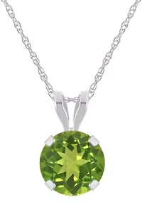10K Yellow Gold 6mm Round Peridot Pendant Necklace