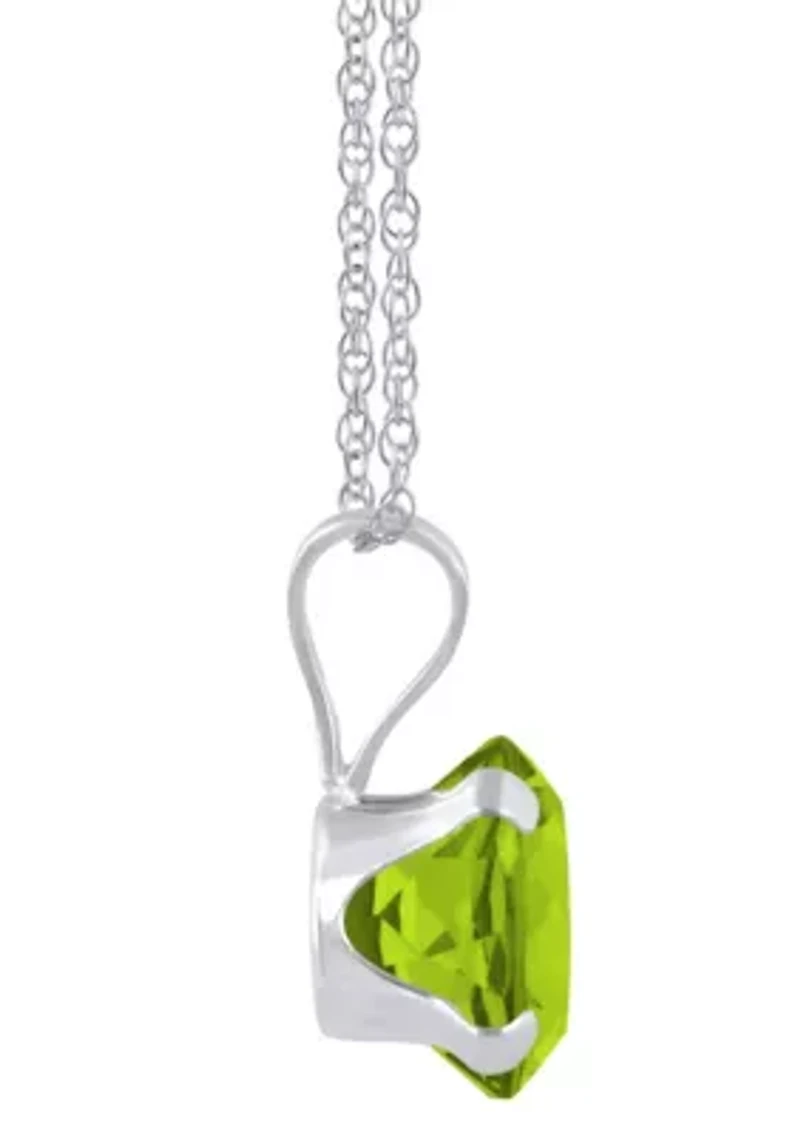 10K Yellow Gold 6mm Round Peridot Pendant Necklace