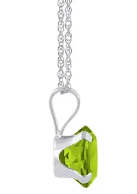 10K Yellow Gold 6mm Round Peridot Pendant Necklace
