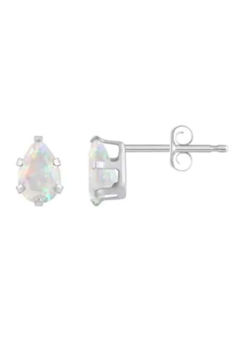Lab Created 10K Yellow Gold 6x4mm Pear Shape Opal Stud Earrings