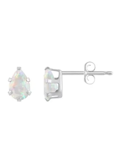 Lab Created 10K Yellow Gold 6x4mm Pear Shape Opal Stud Earrings