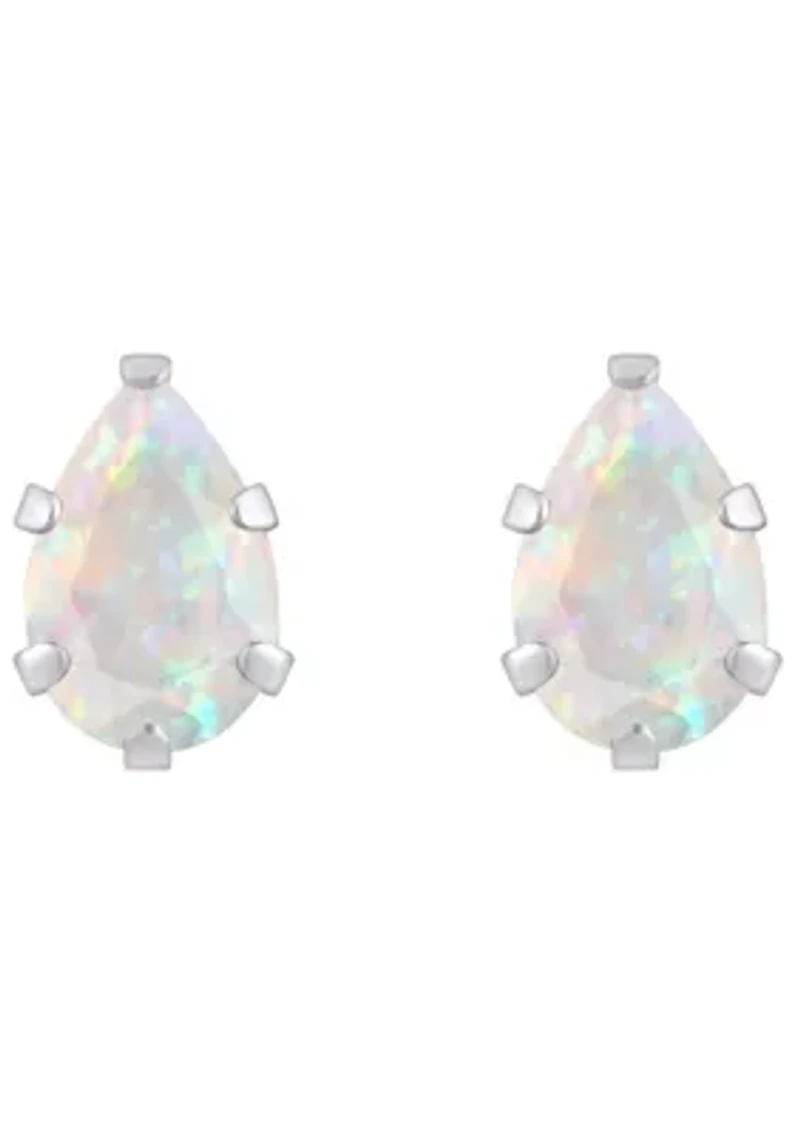 Lab Created 10K Yellow Gold 6x4mm Pear Shape Opal Stud Earrings