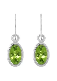 10K Yellow Gold 6x4mm Oval Peridot Drop Earrings