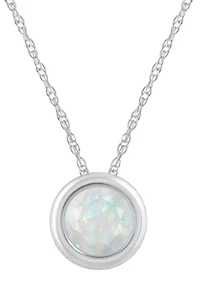 Lab Created 10K Yellow Gold 5mm Round Opal Pendant Necklace