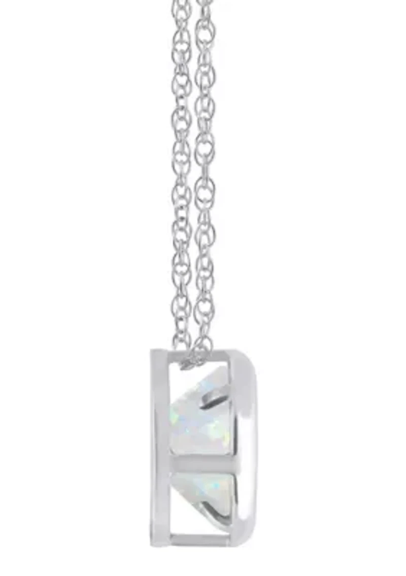 Lab Created 10K Yellow Gold 5mm Round Opal Pendant Necklace