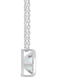 Lab Created 10K Yellow Gold 5mm Round Opal Pendant Necklace