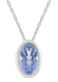 10K White Gold 6x4mm Oval Tanzanite Pendant Necklace