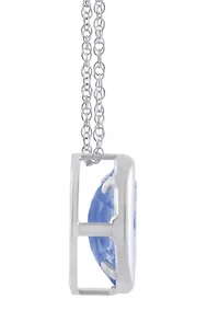 10K White Gold 6x4mm Oval Tanzanite Pendant Necklace