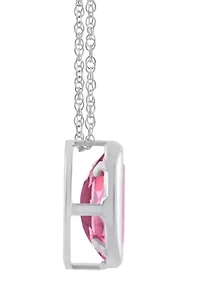 10K Yellow Gold 6x4mm Oval Pink Topaz Pendant Necklace