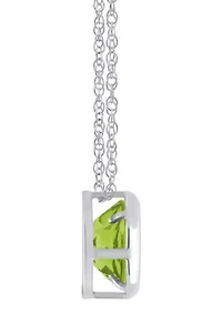 10K White Gold 5mm Round Peridot Pendant Necklace