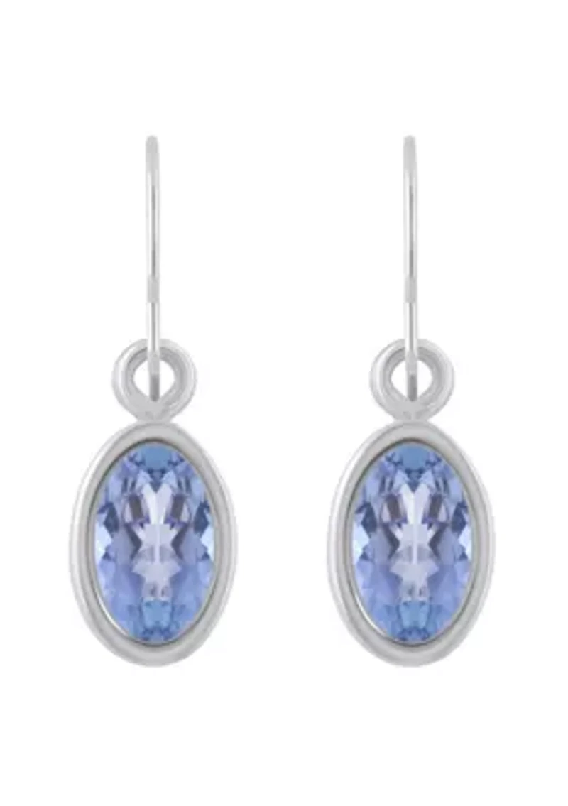 10K Yellow Gold 6x4mm Oval Tanzanite Drop Earrings