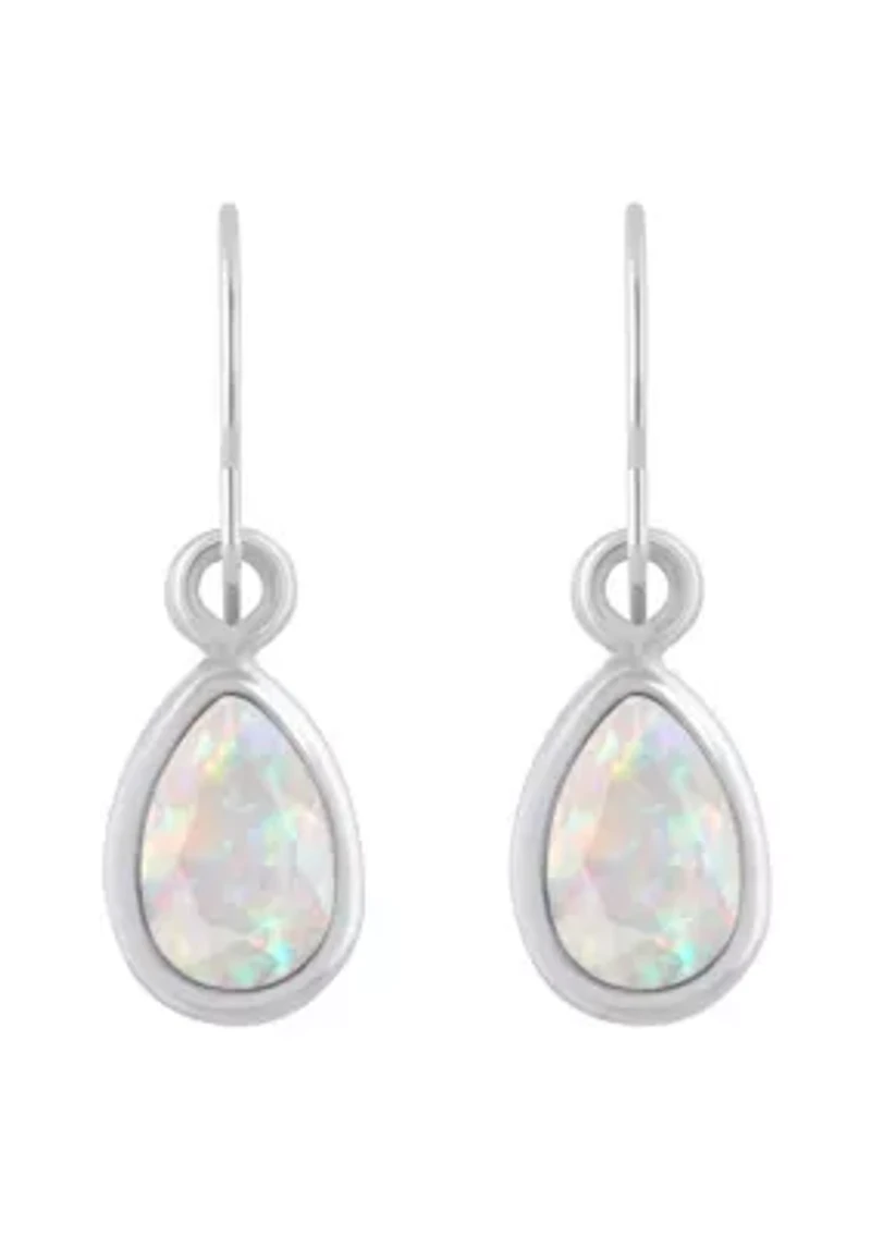 Lab Created 10K Yellow Gold 6x4mm Pear Shape Opal Drop Earrings