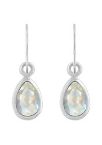 10K Yellow Gold 6x4mm Pear Shape Moonstone Drop Earrings
