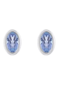 10K White Gold 6x4mm Oval Tanzanite Stud Earrings