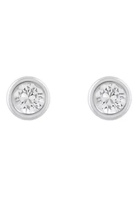 10K Yellow Gold 3mm Round White Topaz Stud Earrings