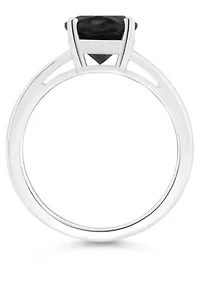 Sterling Silver 10x8mm Oval Black Onyx Split Shank Ring