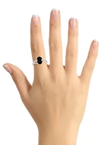 Sterling Silver 10x8mm Oval Black Onyx Split Shank Ring