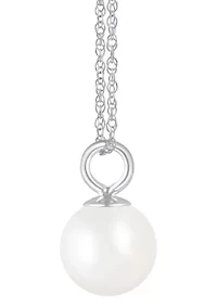 10K Gold 6mm Round Pearl Pendant Necklace