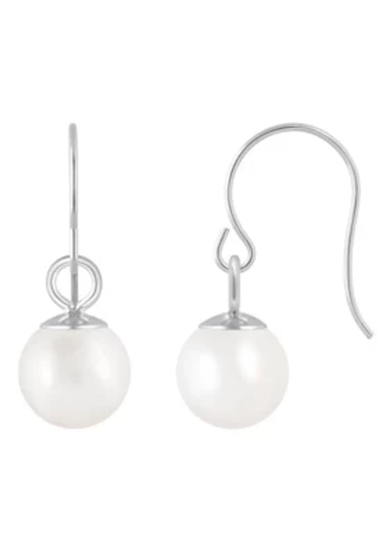 10K Gold 5mm Round Pearl Drop Earrings