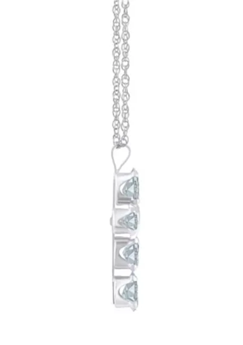 Lab Created 10K Gold 6x4mm Oval White Sapphire Fancy Cross Pendant Necklace