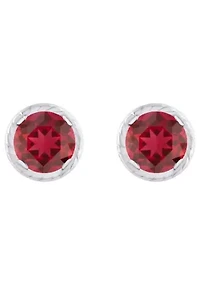 Lab Created 10K Gold 5mm Round Ruby Martini Rope Stud Earrings